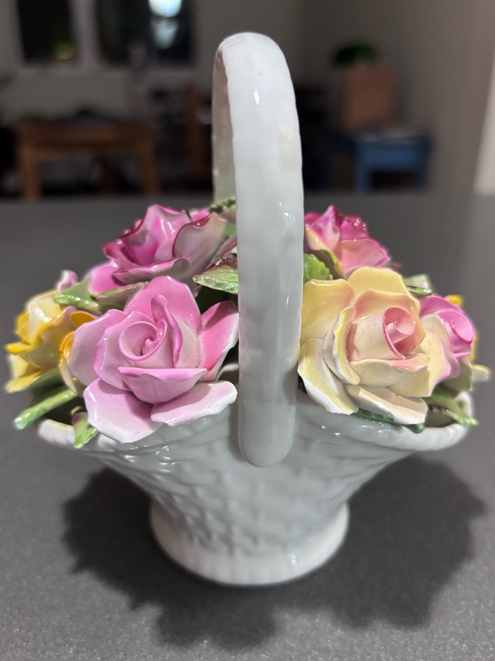 Vintage Royale Stratford Fine Bone China Flower Basket Figurine Staffordshire